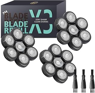 Bald Head Shaver Replacement Blades for Head Shaver, Premium 7 Blades Shaver Replacement Heads for Universal Head Shavers and Freedom Bald Men Grooming, 3 Cleaning Brush, 3 Pack