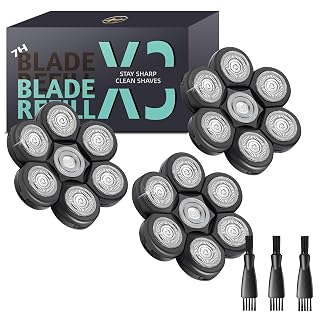 Bald Head Shaver Replacement Blades for Head Shaver, Premium 7 Blades Shaver Replacement Heads for Universal Head Shavers and Freedom Bald Men Grooming, 3 Cleaning Brush, 3 Pack - Amazon product rated Grade A