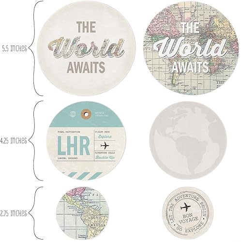 Miniatura 2 de Big Dot of Happiness World Awaits - Decoración de confeti circular gigante para fiestas temáticas de viaje, 27 unidades