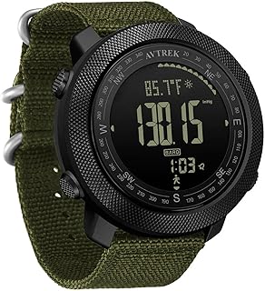 AVTREK Digitale Militär Uhr für Herren,Sportuhr mit Kompass Temperatur Schrittzähler Sport Taktische Überlebensuhren mit Hintergrundbeleuchtung Alarm (grün)