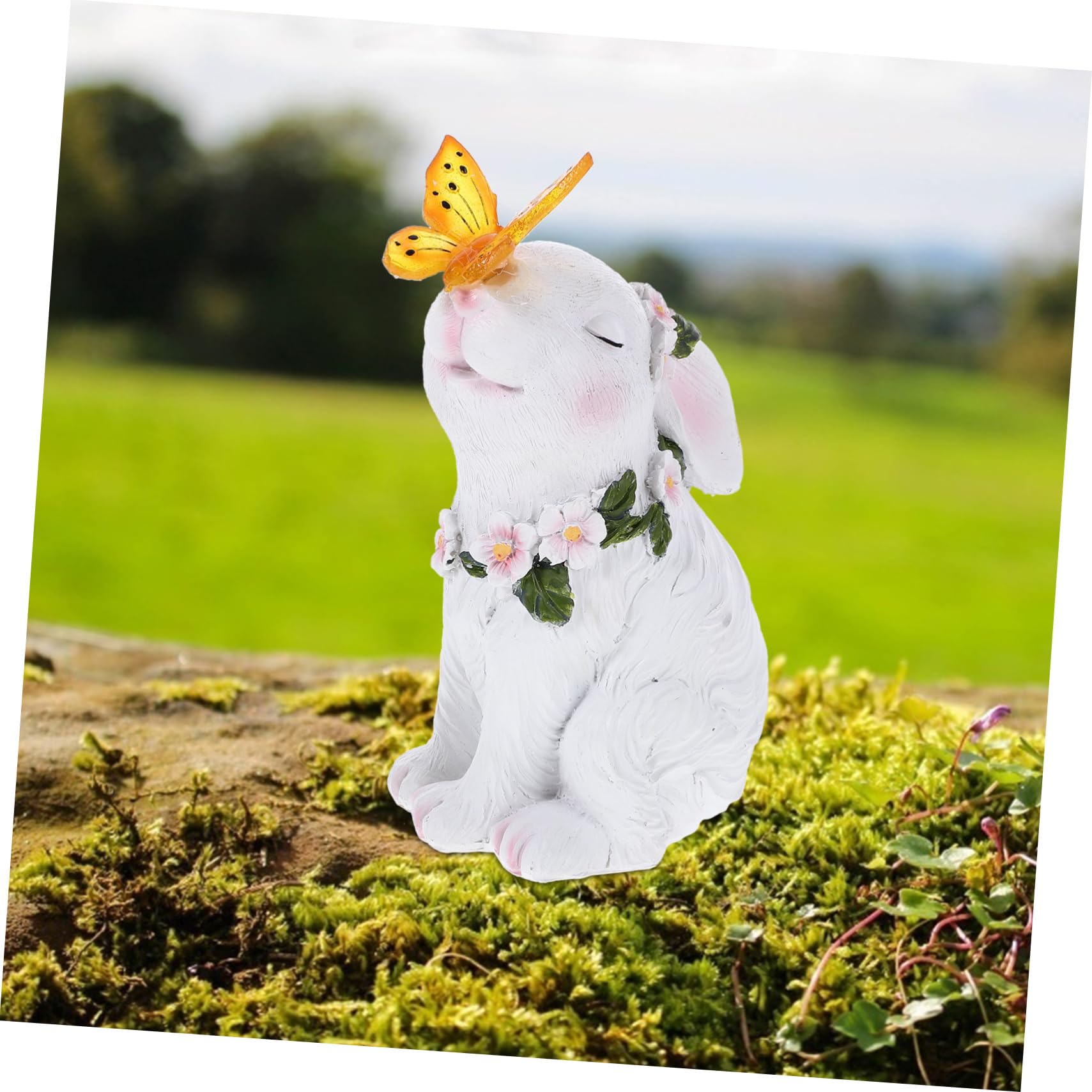 Toyvian Statue De Lapin Résine Figurine De Jardin Décoration Animaux Ornement De Lapin Petite Statue