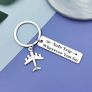 Fly Safe Keychain for Travelers Flight Attendant Gift for Women Men Traveler Gift Pilot Presents Traveling Keychain for Friends Aviation Present for Travelers Graduation Christmas Birthday Present