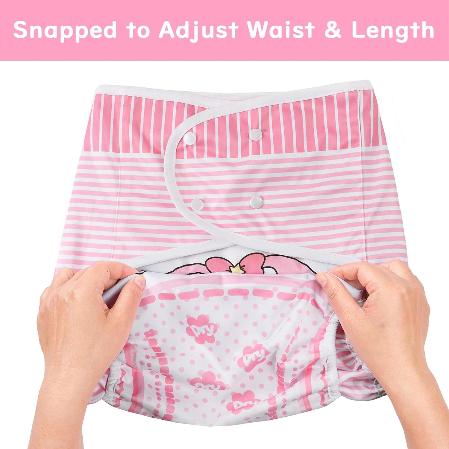 Littleforbig Washable Adjustable Reusable Waterproof Cloth Adult Diaper Wrap Cover - Baby Usagi Pattern L