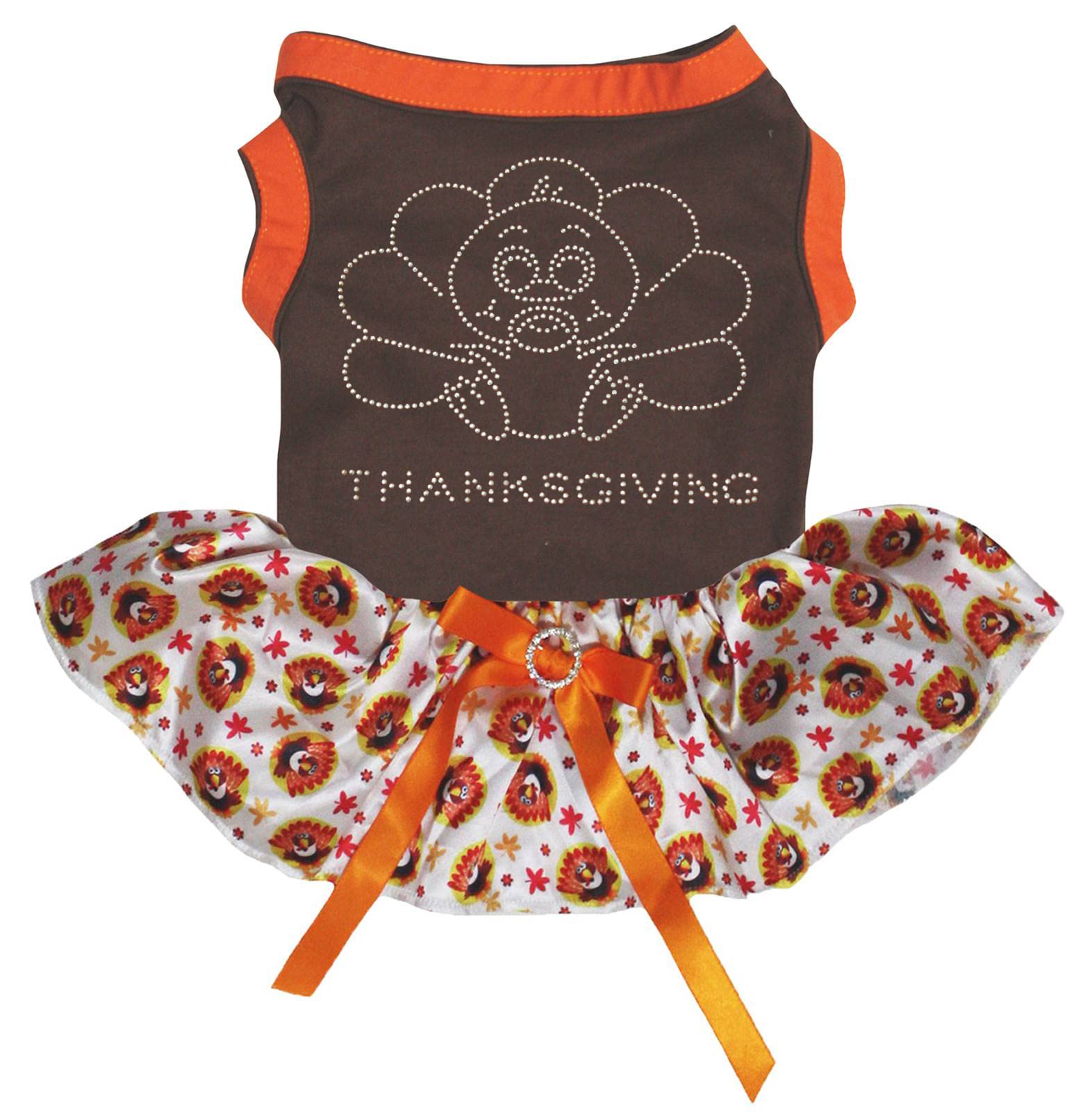 Robe pour chien avec strass vêtement dinde automne grand chien XXL marron
