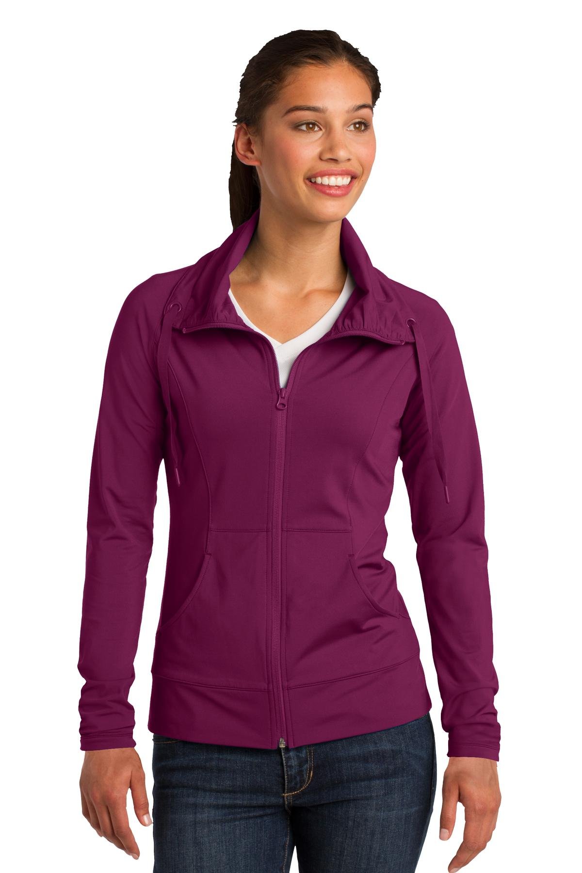 SPORT-TEKLadies Sport-Wick Stretch Full-Zip Jacket. Pink Rush. S., Pink Rush, Small