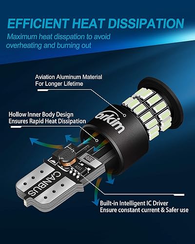 Miniatura 54 de Yorkim Bombilla LED 7440, luces rojas brillantes, bombillas LED T20, 7443 LED, 7441 LED, W21W LED, 7444 bombillas, para luz de marcha atrás/de Rojo