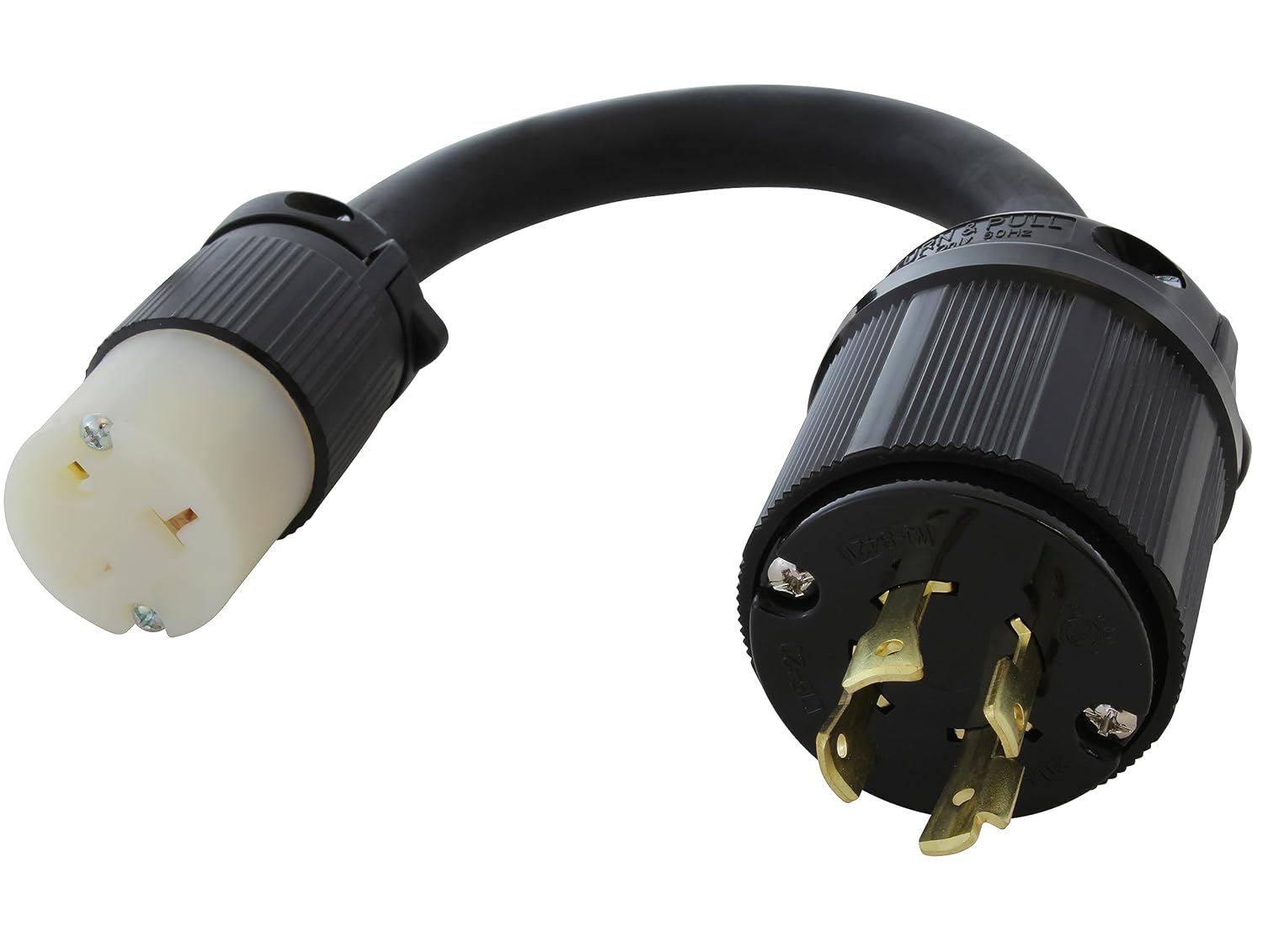 AC WORKS Industral Adapter L15-20P 3-Phase 20A 250V 4-Prong Plug to 6-15/20R 250V 15/20A T-Blade (Flexible W/ 20A Breaker)