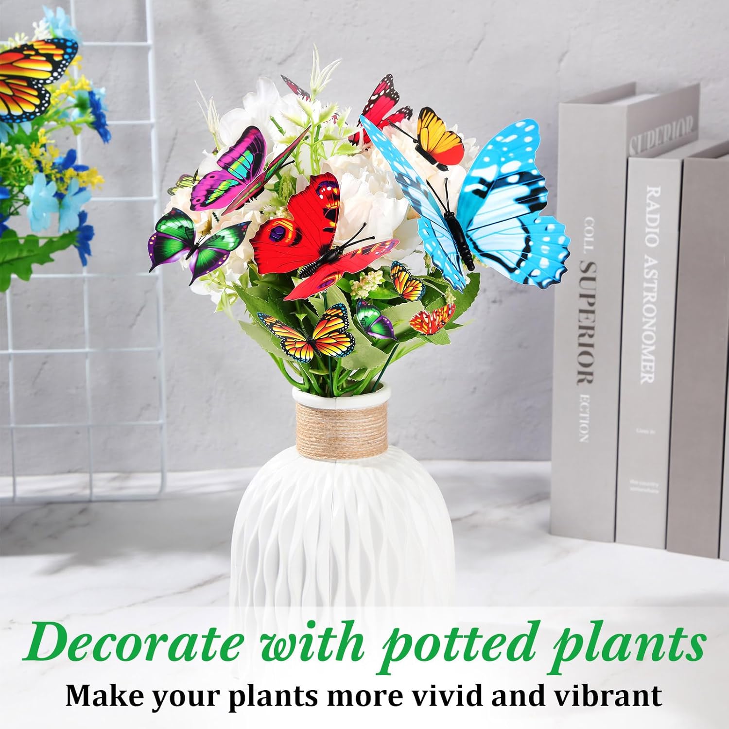 Aoriher 200 Butterfly Garden Stakes, 4 Sizes, Artificial Waterproof Butterflies Stakes for Flower Bouquet Yard Art Patio Plant Pot Flower Bed Home Decor