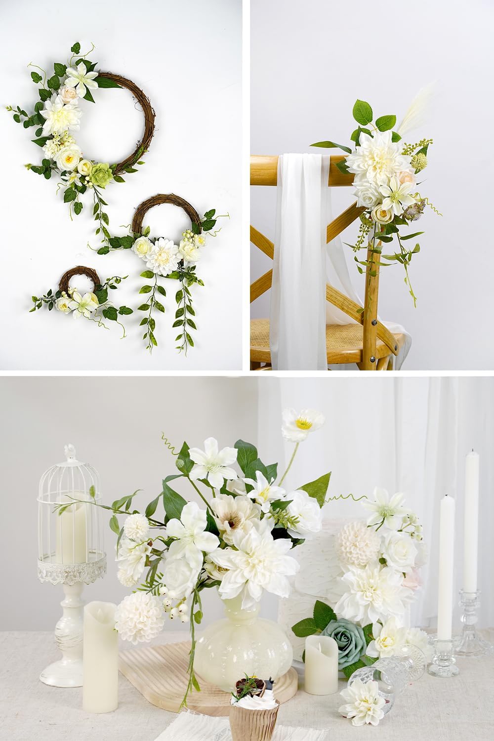 White Artificial Flowers Combo Box - Wedding Decor, Fake Flowers for Home Decor Indoor, Cake Flowers, Faux Flowers for Crafts - Image 6