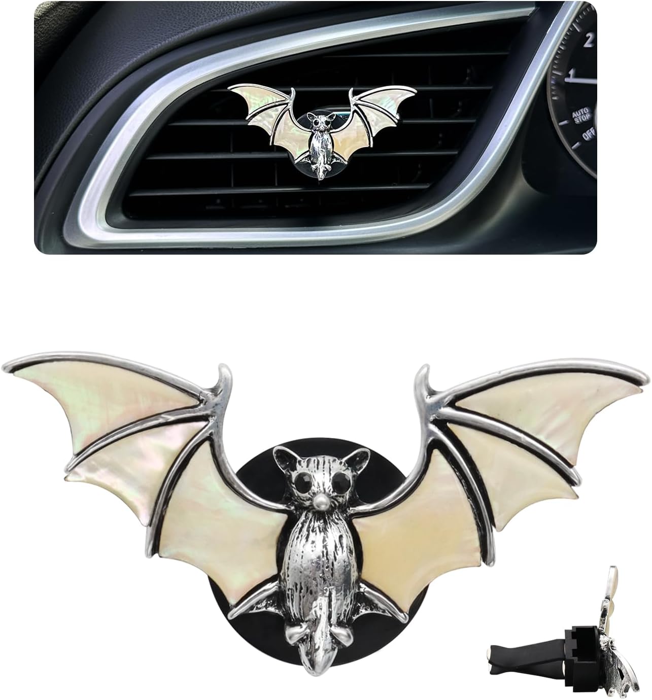 ORIESSE Bat Car Decor,Beige Sea Shell Car Air Freshener Vent Clip
