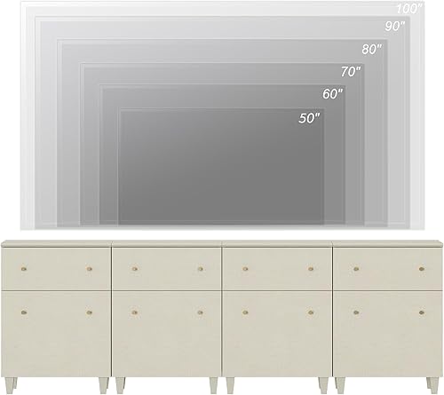 Miniatura 32 de WAMPAT Armarios de soporte de TV para pantalla plana de 55 pulgadas, centro de entretenimiento de madera Highboy 2 en 1 con 2 cajones y puertas,