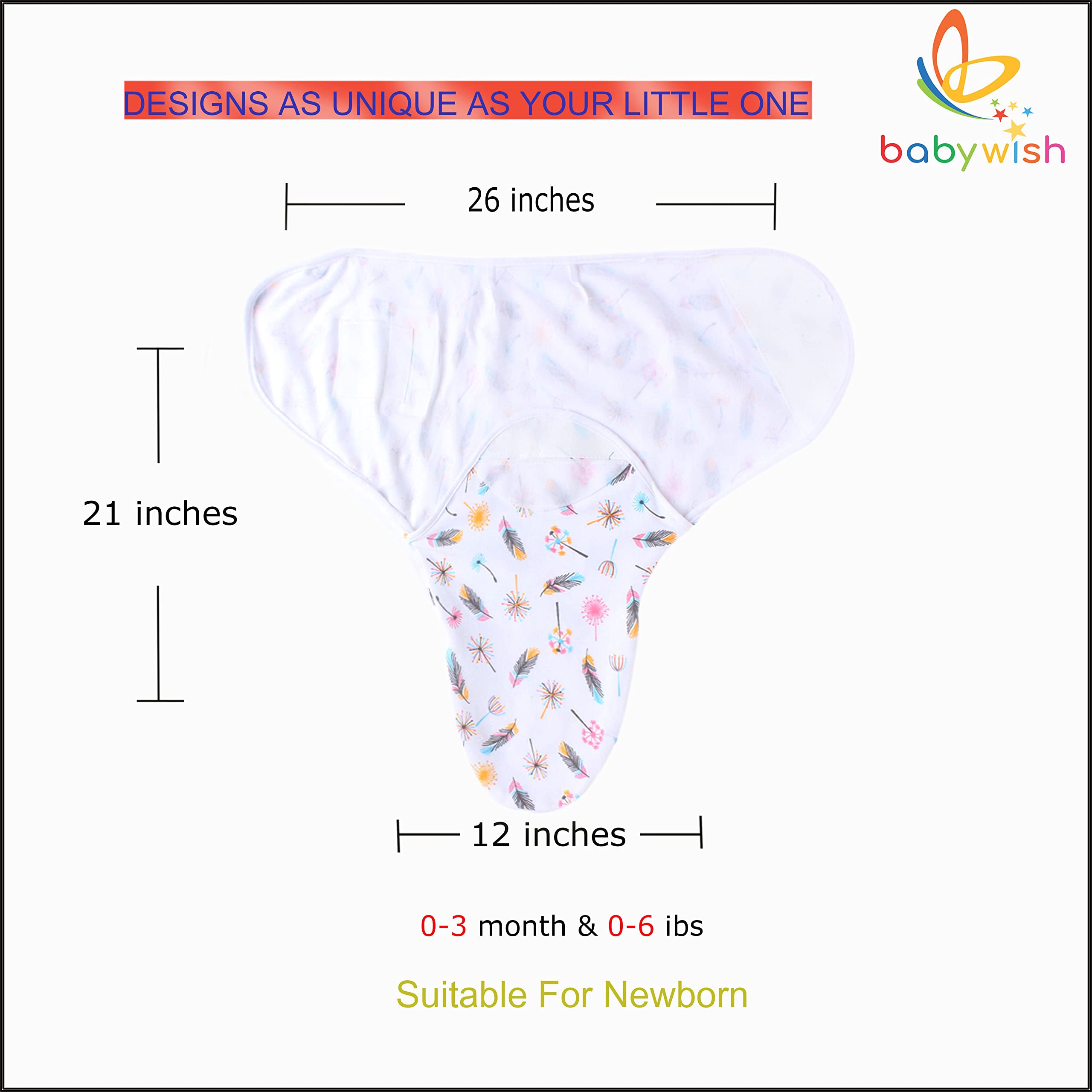 baby wish Baby Swaddle wrap for Newborn Feather Wrapper Set 2