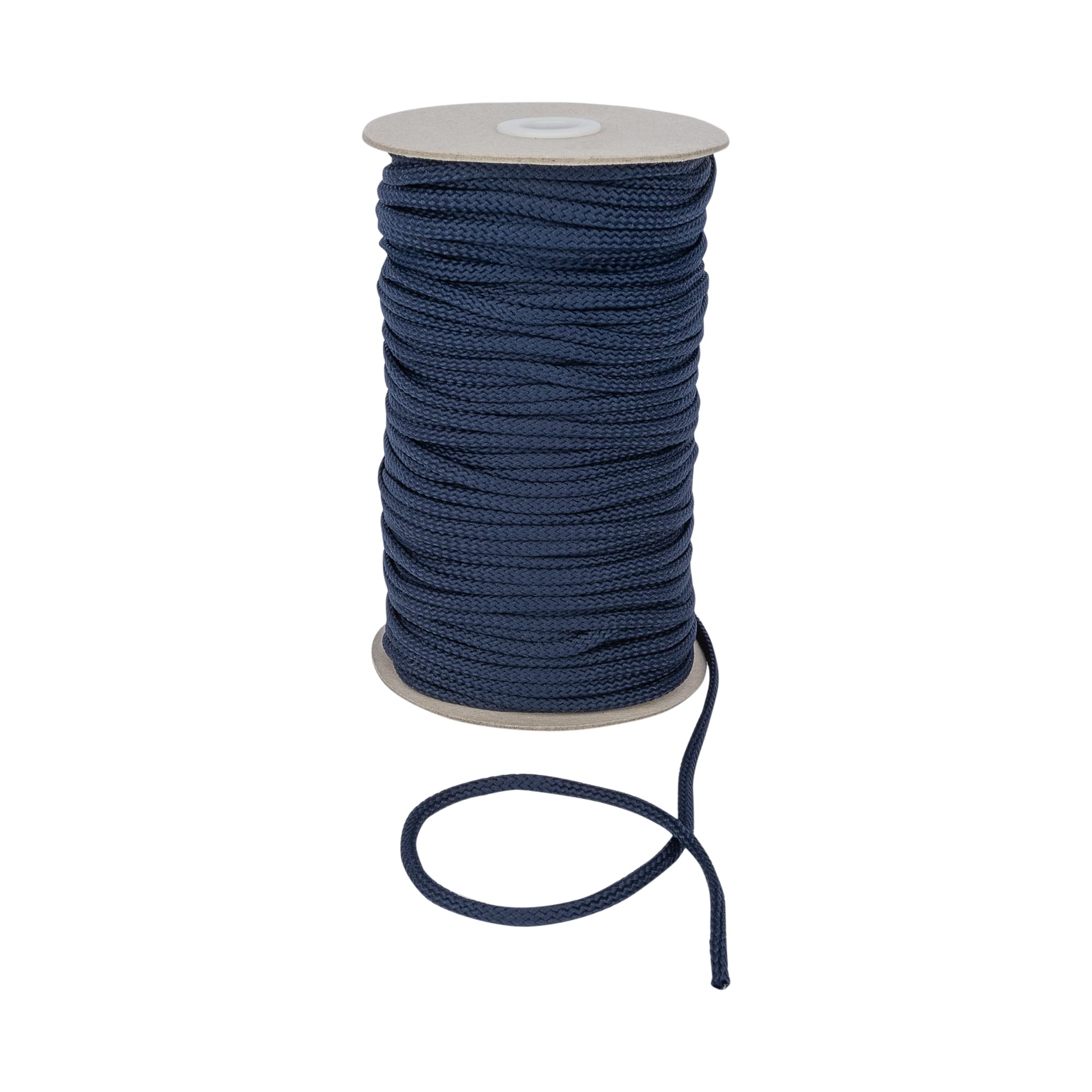 Durable Anorak Braided Cord - 4mm Wide Polyester Drawstring Cord Laces Hoodie String Jogger string clothing cord lace tying lanyard rope craft project by Discount Fabrics LTD (Navy Blue,10m)