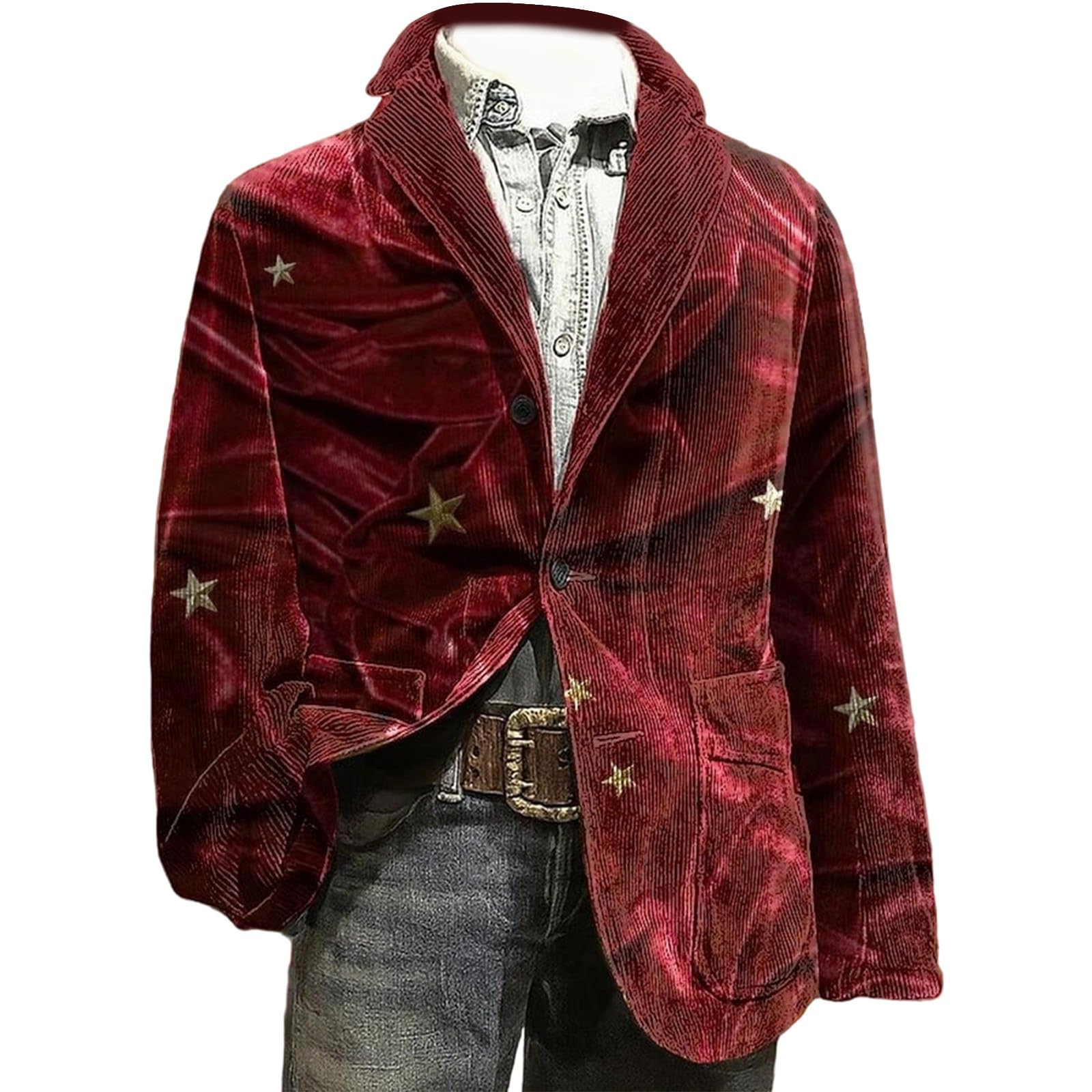 Générique Giacca classica con risvolto dentellato per feste di fine anno, abbigliamento formale e professionale. (Brick Red, M)
