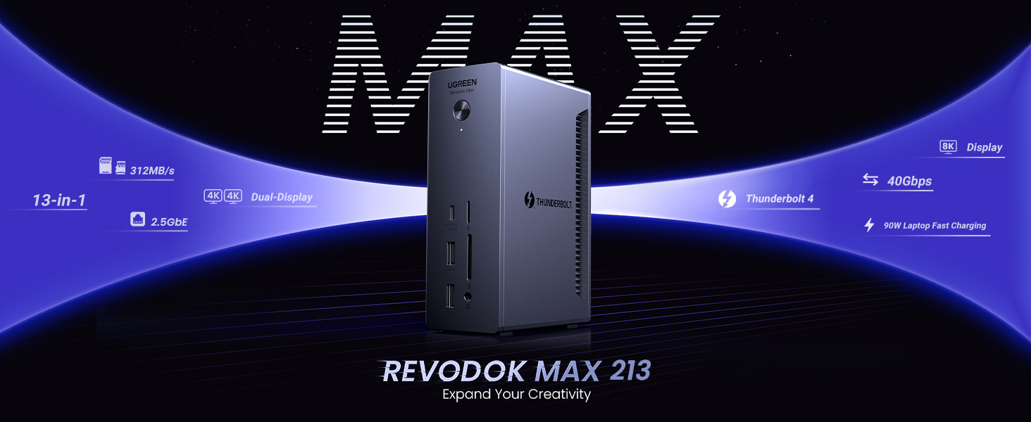 Amazon.com: UGREEN Revodok Max 213 Thunderbolt 4 Dock, estación de