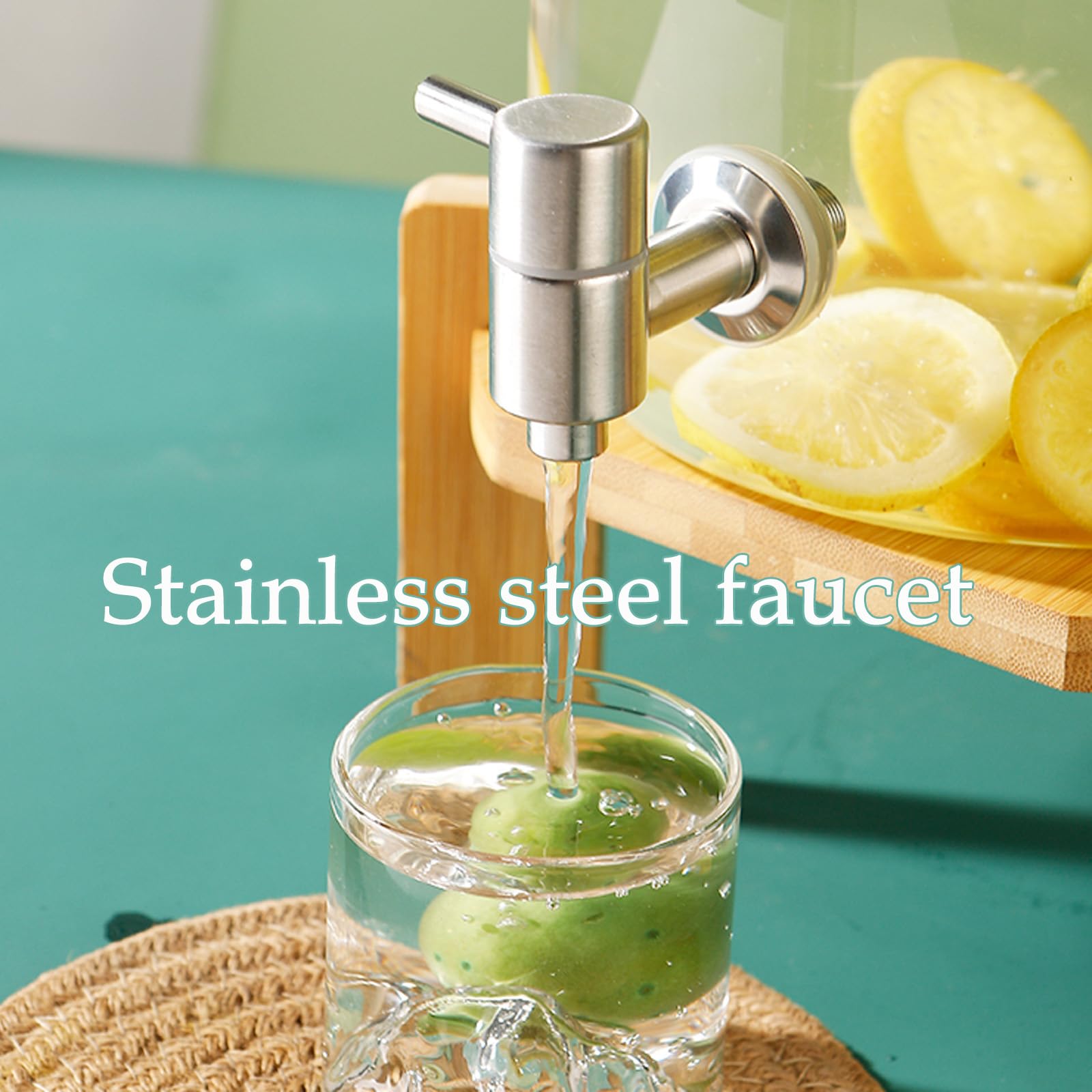 Dispensador de agua de 3 litros para nevera, tarro de té y dispensador de bebidas para rabias heladas/calientes, elegante dispensador de rabia con soporte para barbacoas, picnics, piscinas y eventos