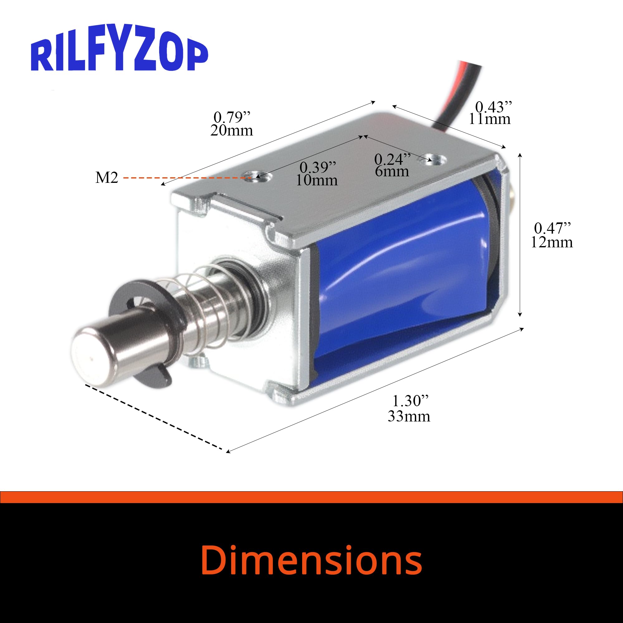 Rilfyzop Industrial Grade Open Frame Actuator Linear Miniature Push-Pull Rectangular Electromagnet,JF-0420B-12VDC,5mm,0.2 inches,2N