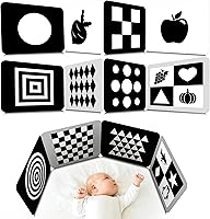 Vista 12 de 50 páginas de tarjetas de estimulación visual, 25 tarjetas de estímulo visual para bebés en blanco y negro, juego de tarjetas de desarrollo