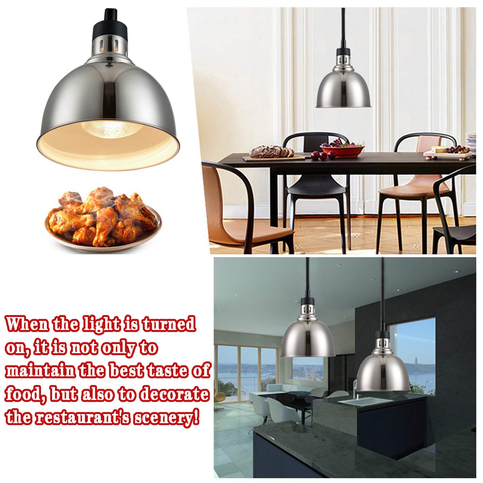Lampada di Calore Alimentare Commerciale - Professional Food Warmer per la Cucina Domestica, Ristorante e Buffet, Mantiene l'umidità e Il Sapore del Cibo con Temperatura Regolabile