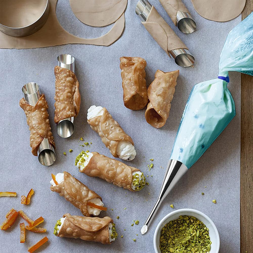 Moule à Cannoli En Acier Inoxydable - Lot De 20 Cônes + Brosse - Pour Pâtisserie, Croissants, Cônes Glacés - 6