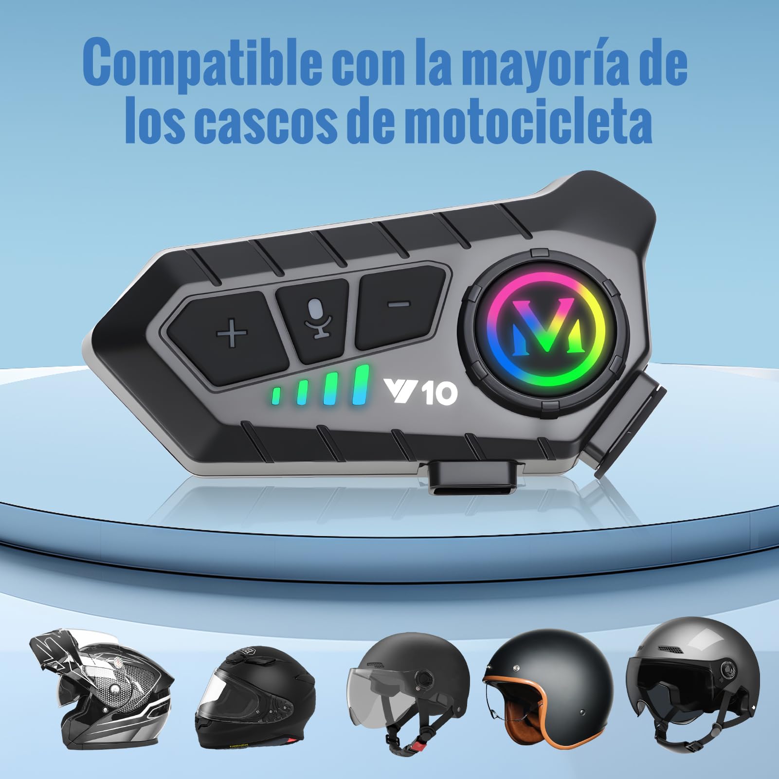 Auricolare Casco Moto, 5.3 Bluetooth Cuffie Casco Moto, Y10 Interfono Casco con IPX6 Impermeabile, Smart Connessioni, Risposta Automatica, Cancellazione del Doppio Rumore