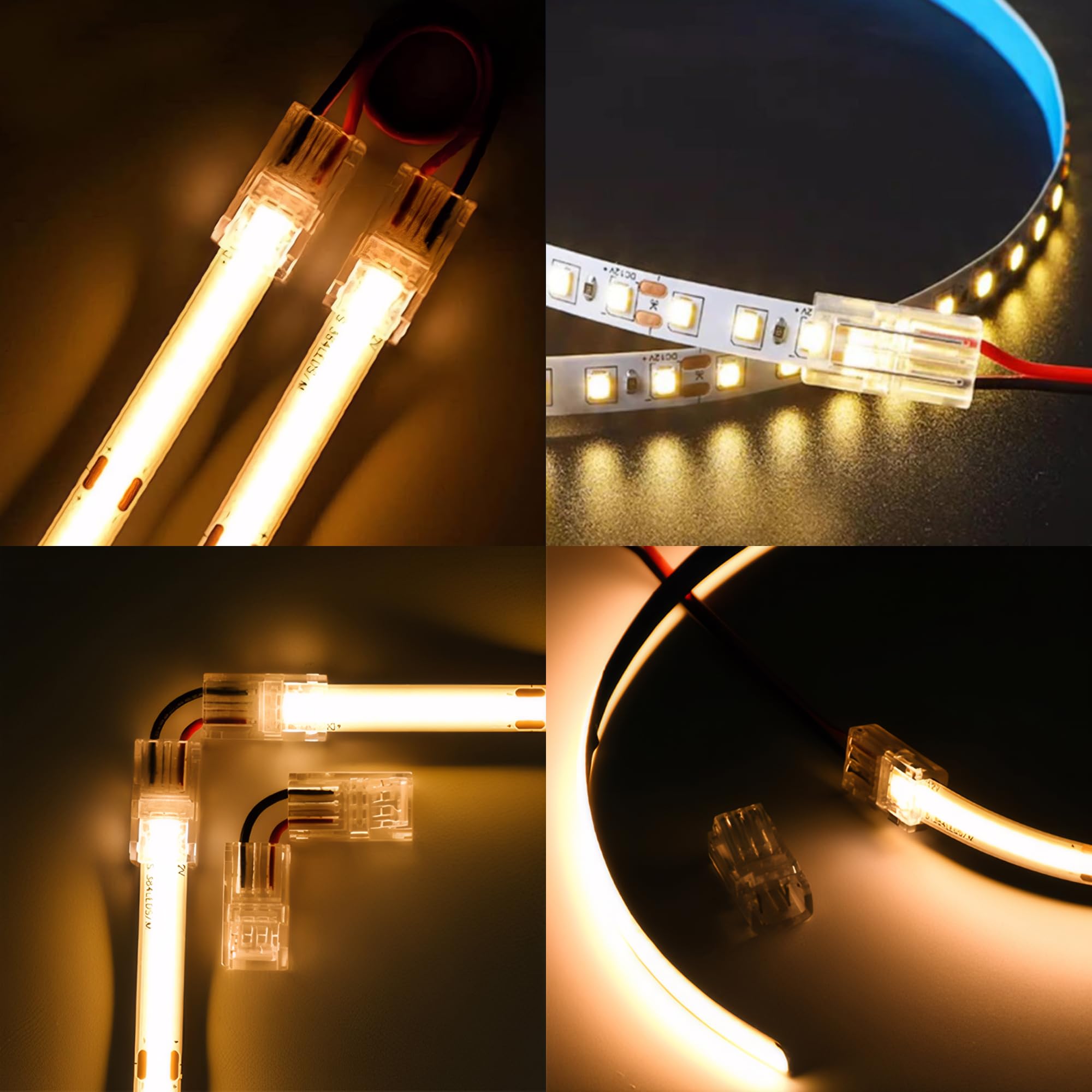 10 sztuk 2 pinów 8 mm COB LED łącznik LED Strip Connector łącznik 2-biegunowy LED bezlutowy łącznik taśmowy 2Pin kabel łączący do taśm LED Stripes Adapter 5 V 12 V 24 V