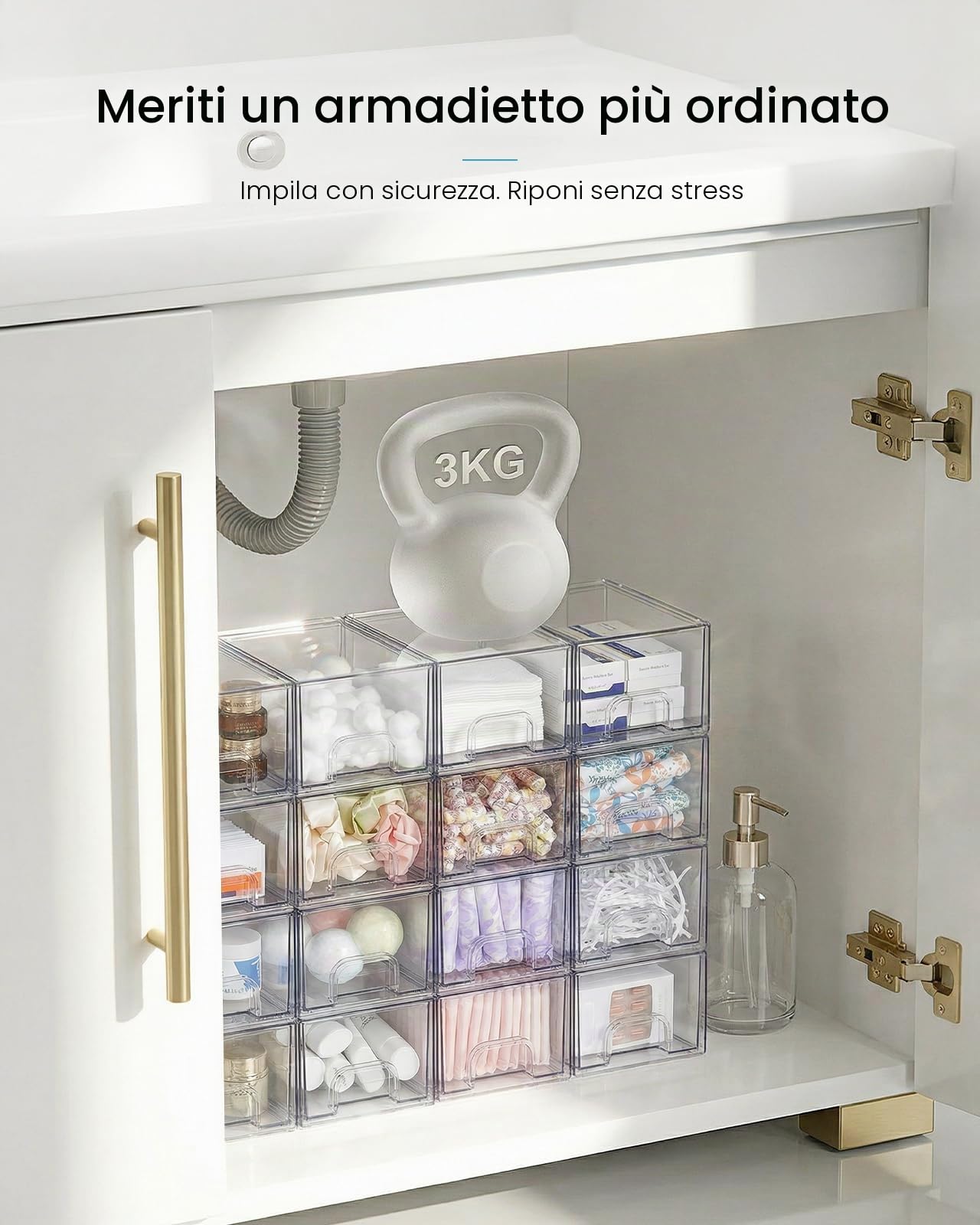 Vtopmart cassetti impilabili per il trucco (8pack pequeño) | Organizer da bagno in acrilico, per comò, cosmetici, cucina, dispensa, scrivania