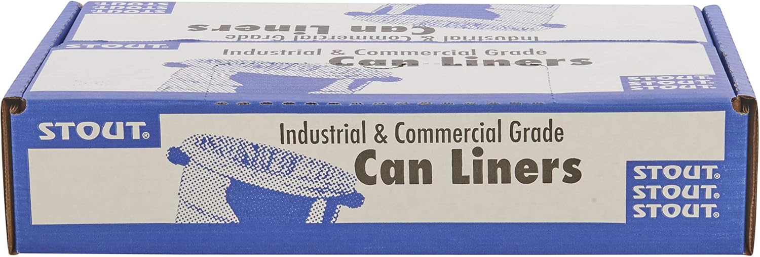 Stout by Envision Commerical 30 Gallon Can Liners - 100 Bags - 1.3 mil Heavy Duty Industrial 100% Recycled Puncture & Tear Resistant Garbage Trash Bags : Lawn And Leaf Trash Bags : Health & Household