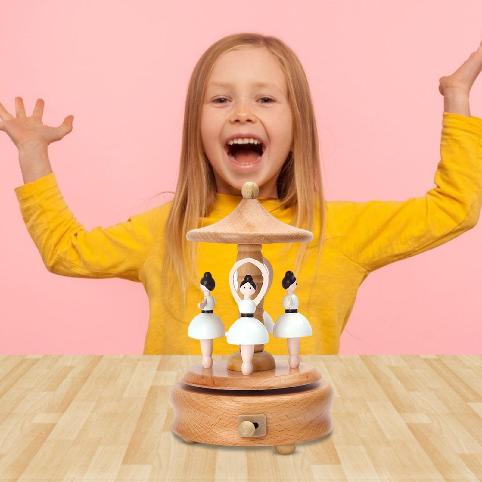 Carillon per bambini, carillon in legno | Scatola musicale per ballerina