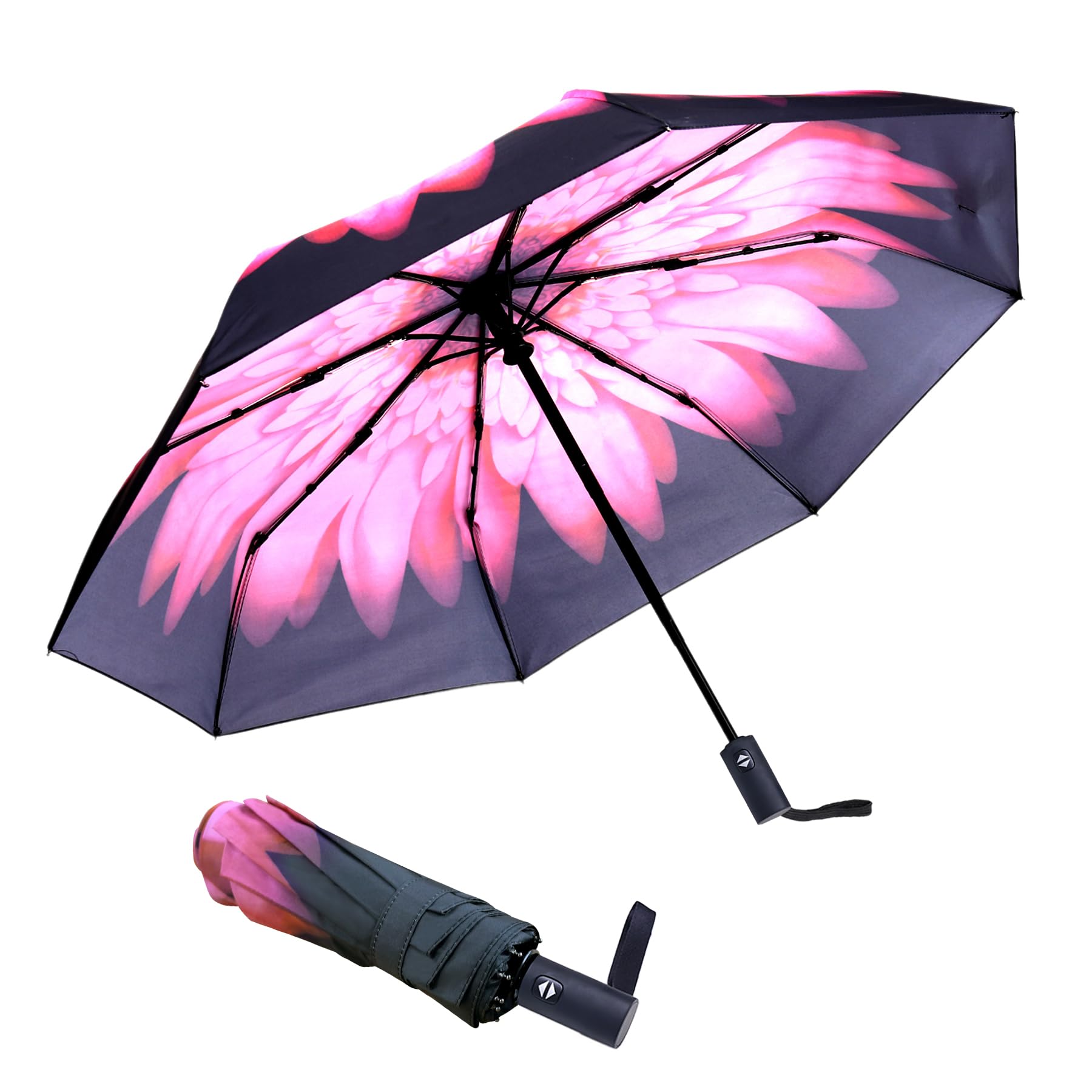 Travel Essentials Umbrella Windproof Compact Collapsible Light, Automatic, Strong and Portable, Wind Resistant Folding Small Umbrella for Rain