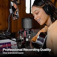 Vista 3 de Micrófono de condensador XLR, micrófono profesional de grabación de estudio para computadora PC, kit de micrófono cardioide para podcast con brazo