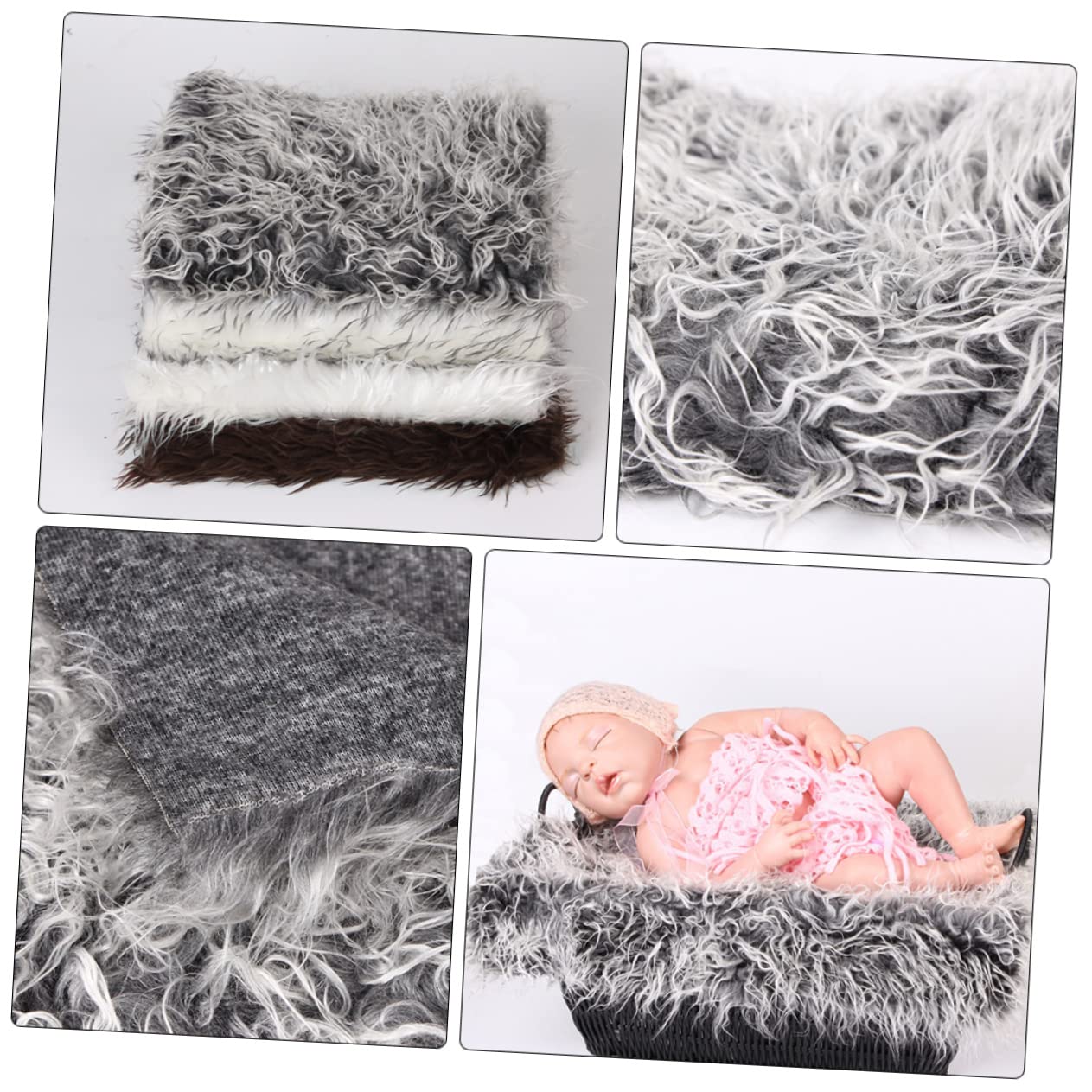 Yardwe 3 Pezzi Di Accessori Per La Fotografia Beige Per Neonati Morbidi E Soffici Con Etichetta Sfondo Fotografico Coperta Accessori Per La Fotografia Coperta Per La