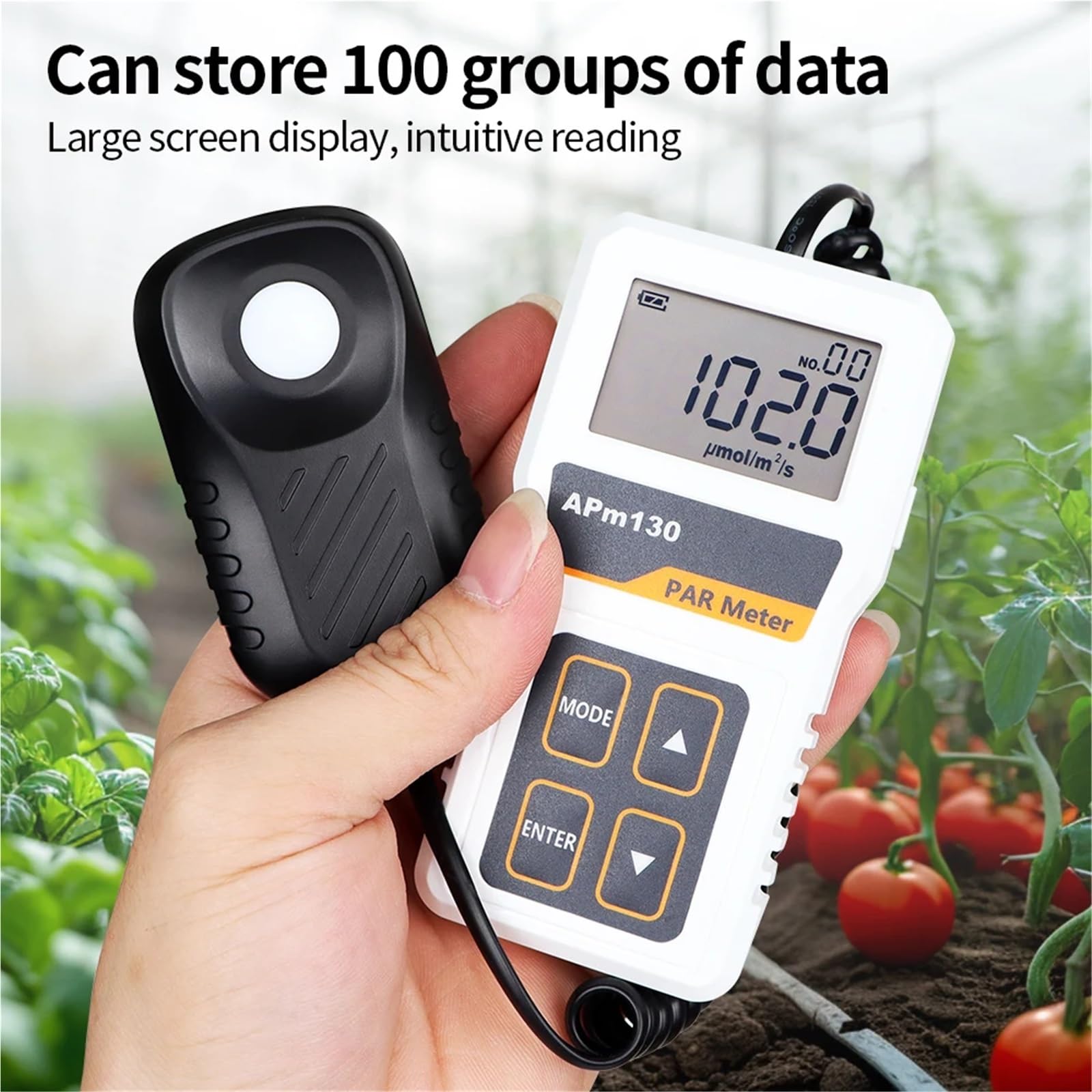 Luxmeter, APM130 PAR Meter Hochpräziser Lichtintensitätstester Digitales Lichtenergiemessrät PPFD-Messung for Pflanzenwächshäuser