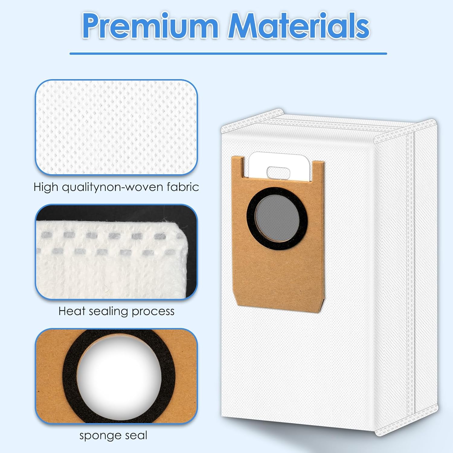 (8 Pack) Omni S1 Pro Replacement Dust Bags Compatible With Eufy Omni S1 Pro Robot Vacuum Self Empty Station, Accessories Dust Bags for Robot Vacuum, 8 Pieces Included
