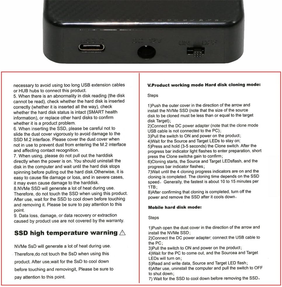 Xiwai Cloner Dual-Bay NVME Enclosure M.2 NGFF M-Key to Type-C USB-C One-Click Offline Clone Backup Docking Station Hyper Vertical 20Gbps Duplicator