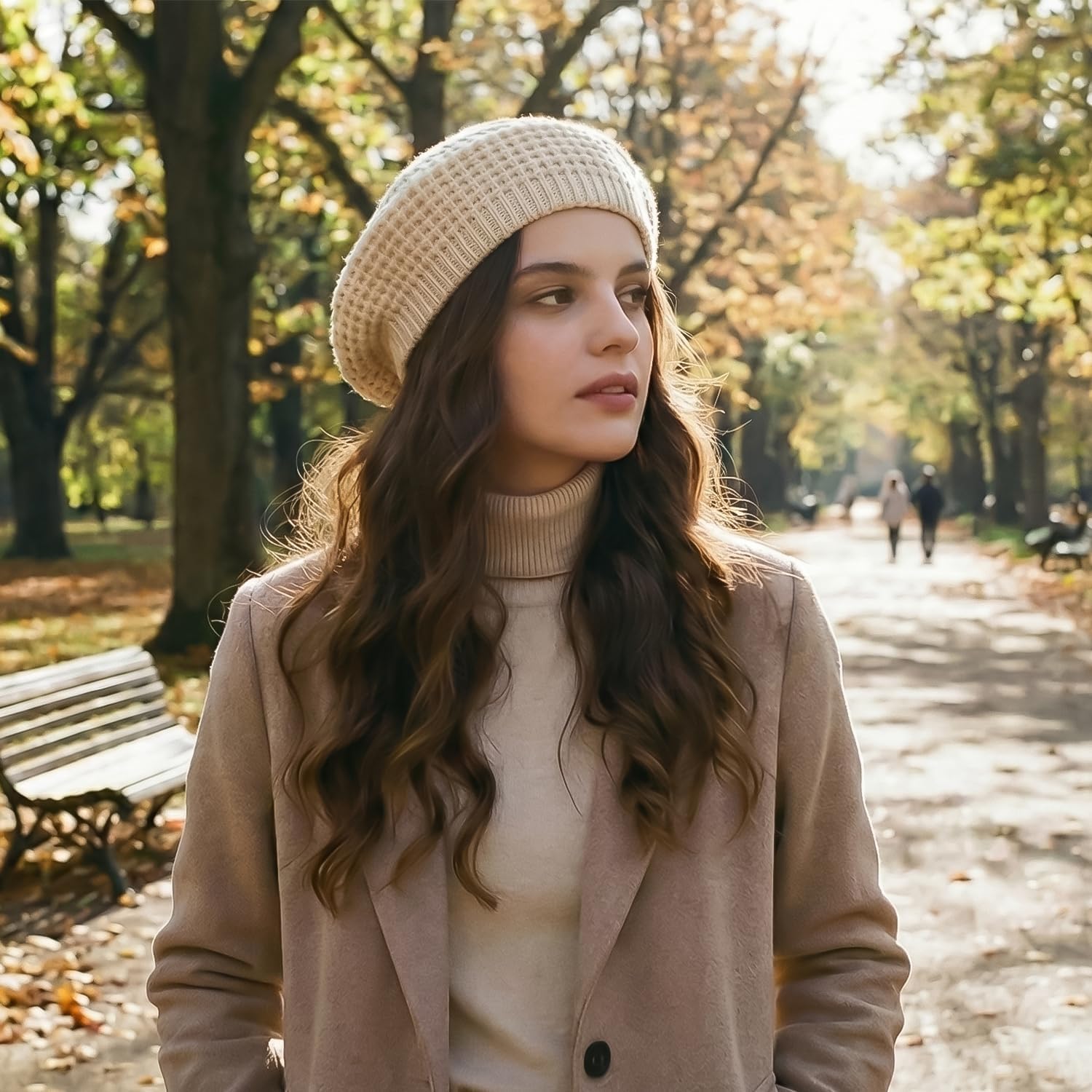 Peicees 2 Pcs Crochet Beret Hat for Women Knitted Beanie Fashion French Artist Hat Painter Cap Thin Soft Lightweight Elastic