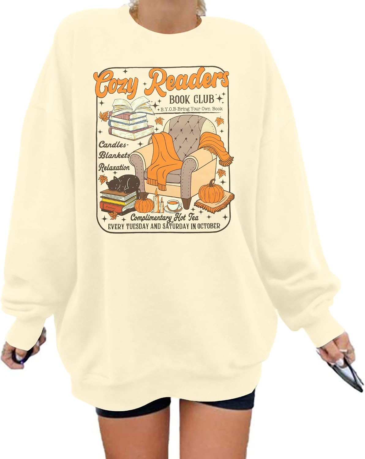 MNLYBABY Book Lover Sweatshirt Women Embroidered Bookworm Sweatshirts Bookish Sweater Book Lover Gift Teacher Long Sleeve Top