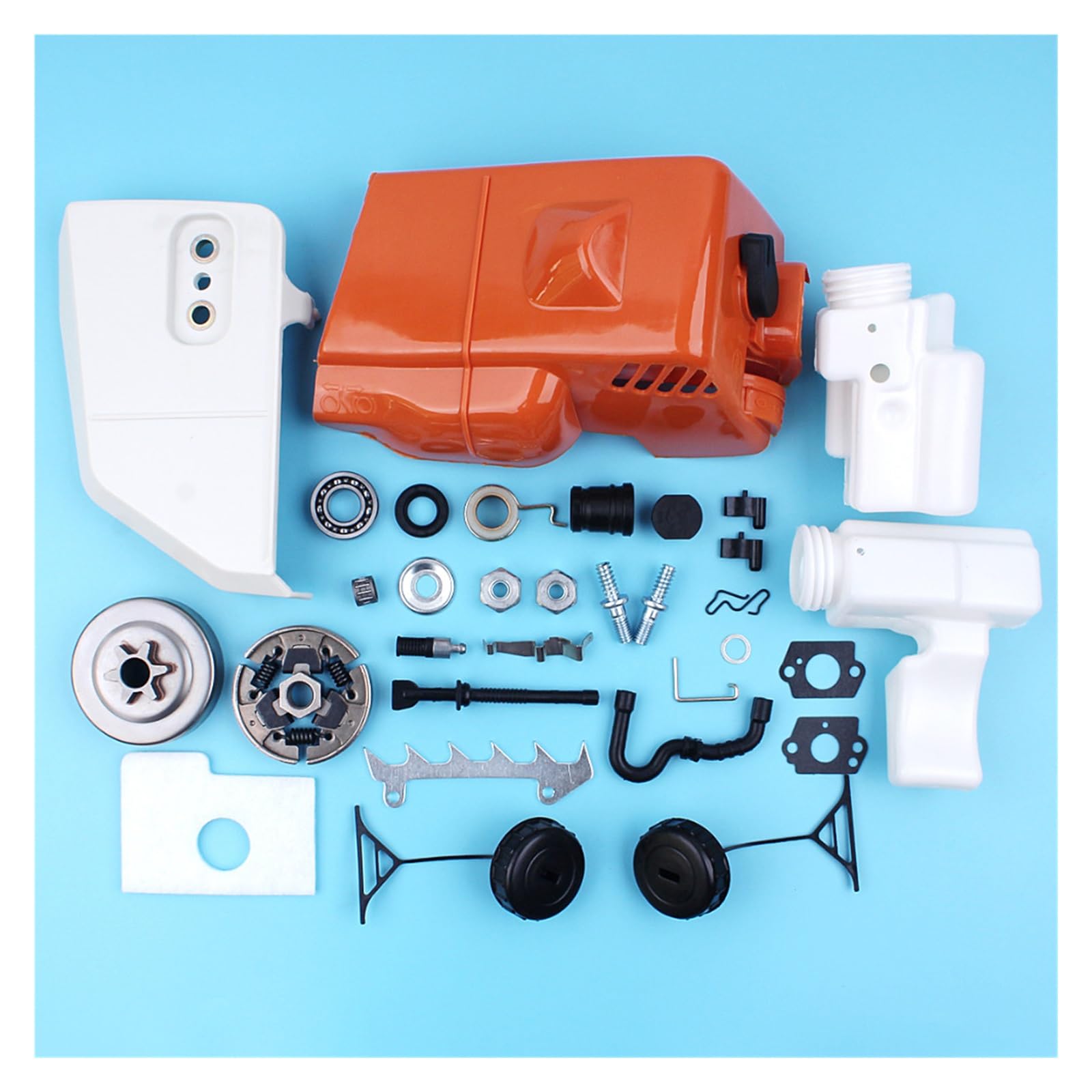 Cubierta de piñón embrague, tambor, filtro aire y combustible, Kit tapa tanque for Stihl 017 018 MS170 MS180, motosierra con engranaje Wrom espárrago línea