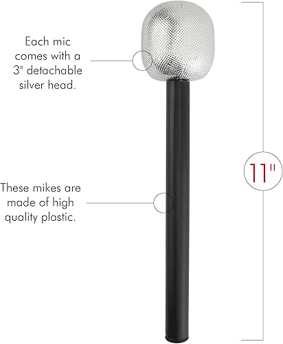 Miniatura 5 de Skeleteen Accesorio para disfraz de micrófono de escenario, micrófono de juguete de estrella de rock, recuerdo de fiesta, accesorio decorativo para