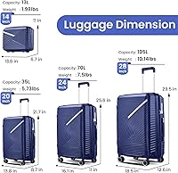 Vista 113 de Merax Equipaje, maleta extensible rígida con ruedas giratorias ligeras, Negro -, 40/48/52