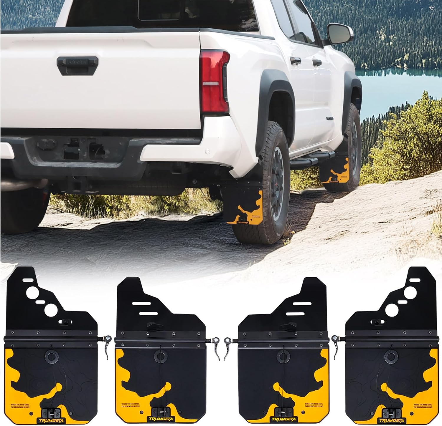 Trumgeta Adjustable Rubber Mud Flaps for Toyota Tacoma (2024–2026) Rear Bolt-On Splash Guards