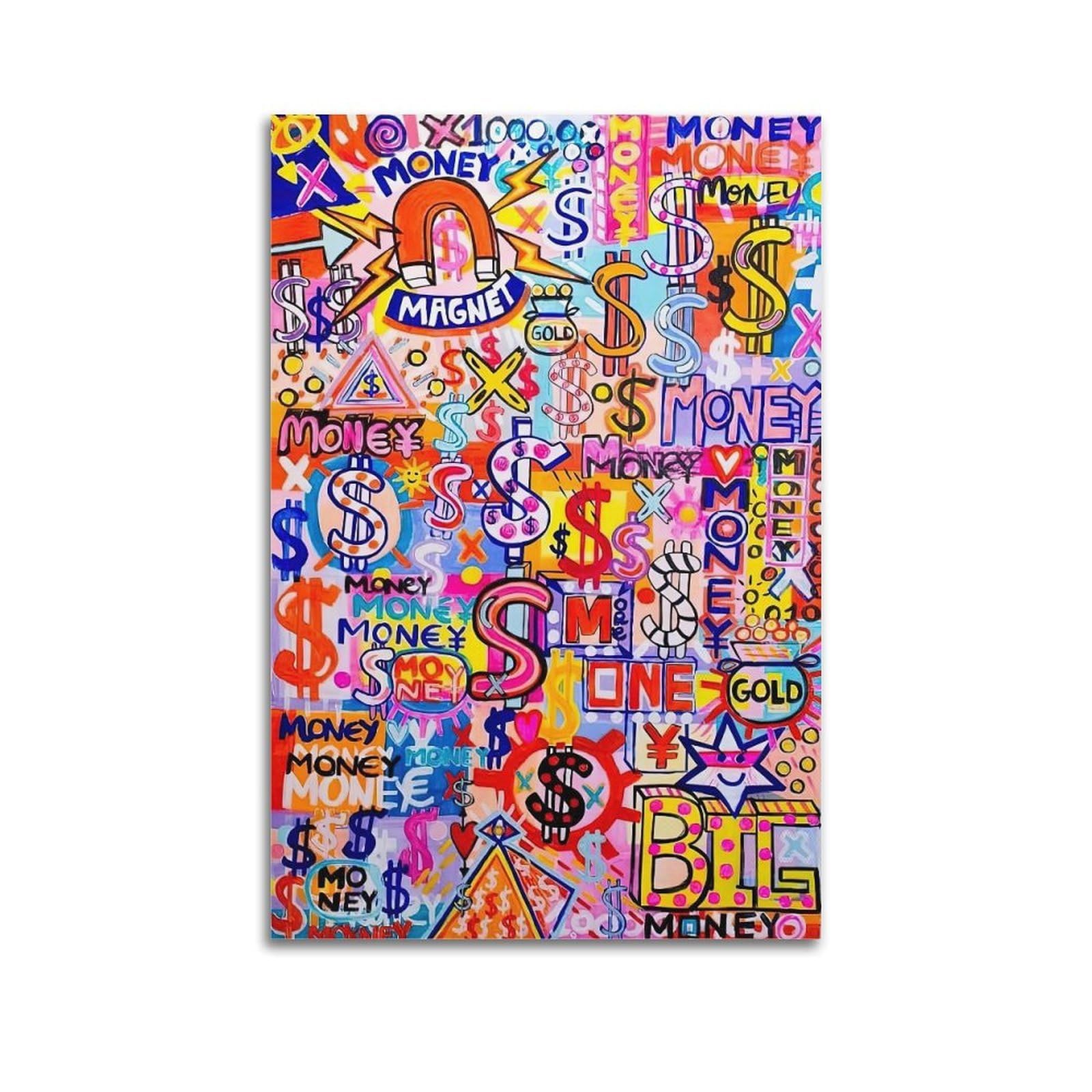 OKAHYS Colorful Graffiti Money Artwork Poster Decorative Painting Canvas Wall Artworks Picture 20x30inch(50x75cm)