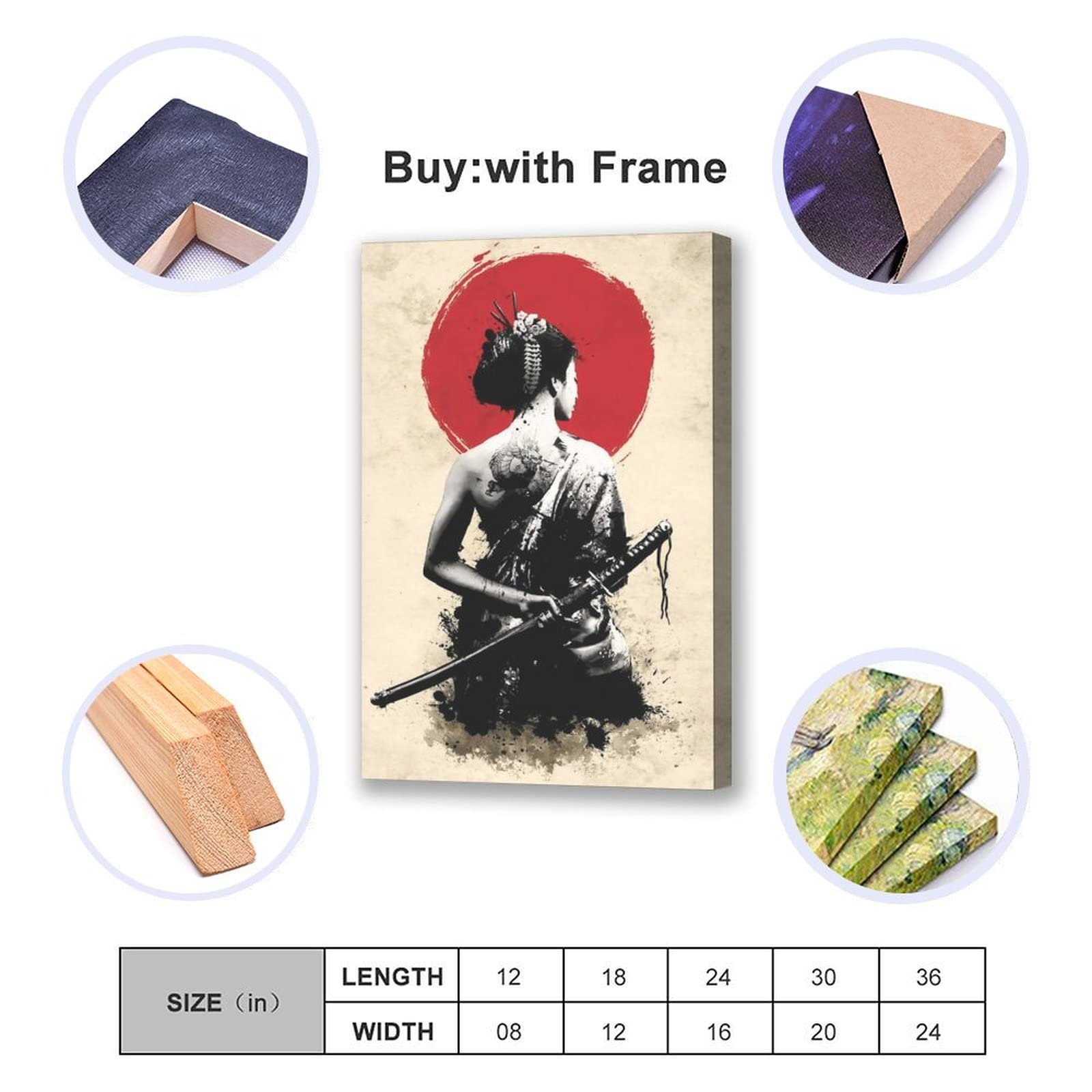 Poster Su Tela Vintage Giappone: Geisha E Samurai In Bianco E Nero, Quadro Moderno Per Soggiorno E Camera Da Letto, Arredamento Parete Orientale - 2
