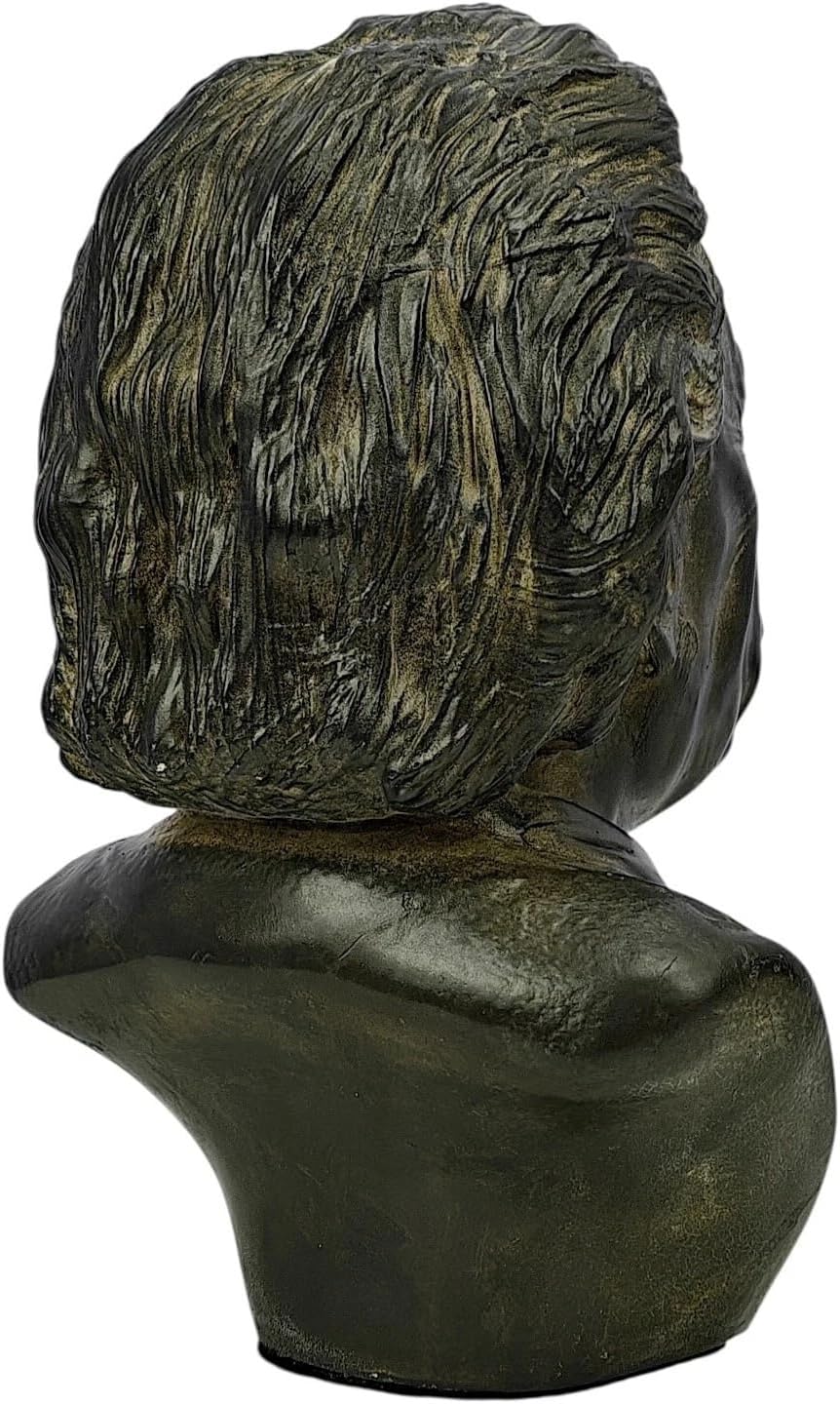 Albert Einstein Bust Statue – 7.1 in Scientist Sculpture Moldano Hard Plaster Handmade in Greece, Physics Genius Desk Decor for Office Library Classroom