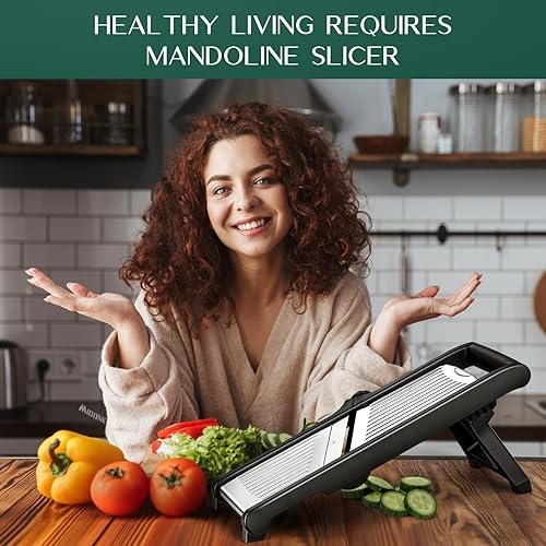 Miniatura 6 de MIDONE Cortador de mandolina ajustable, todo en 1, cortador de mandolina para cocina, de acero inoxidable, mandolina, rebanador de papas, rebanador