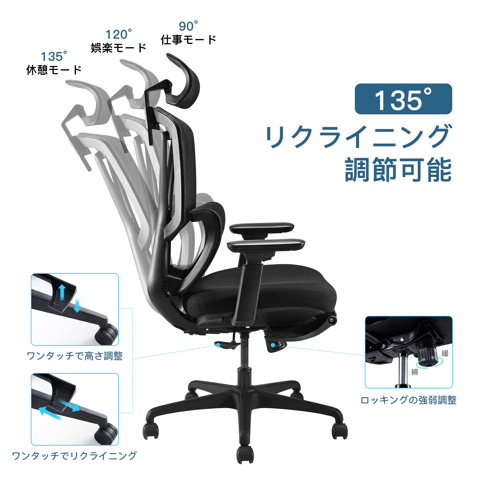 Amazon.co.jp: YEATION 分離式 オフィスチェア 人間工学 椅子 ドイツ  