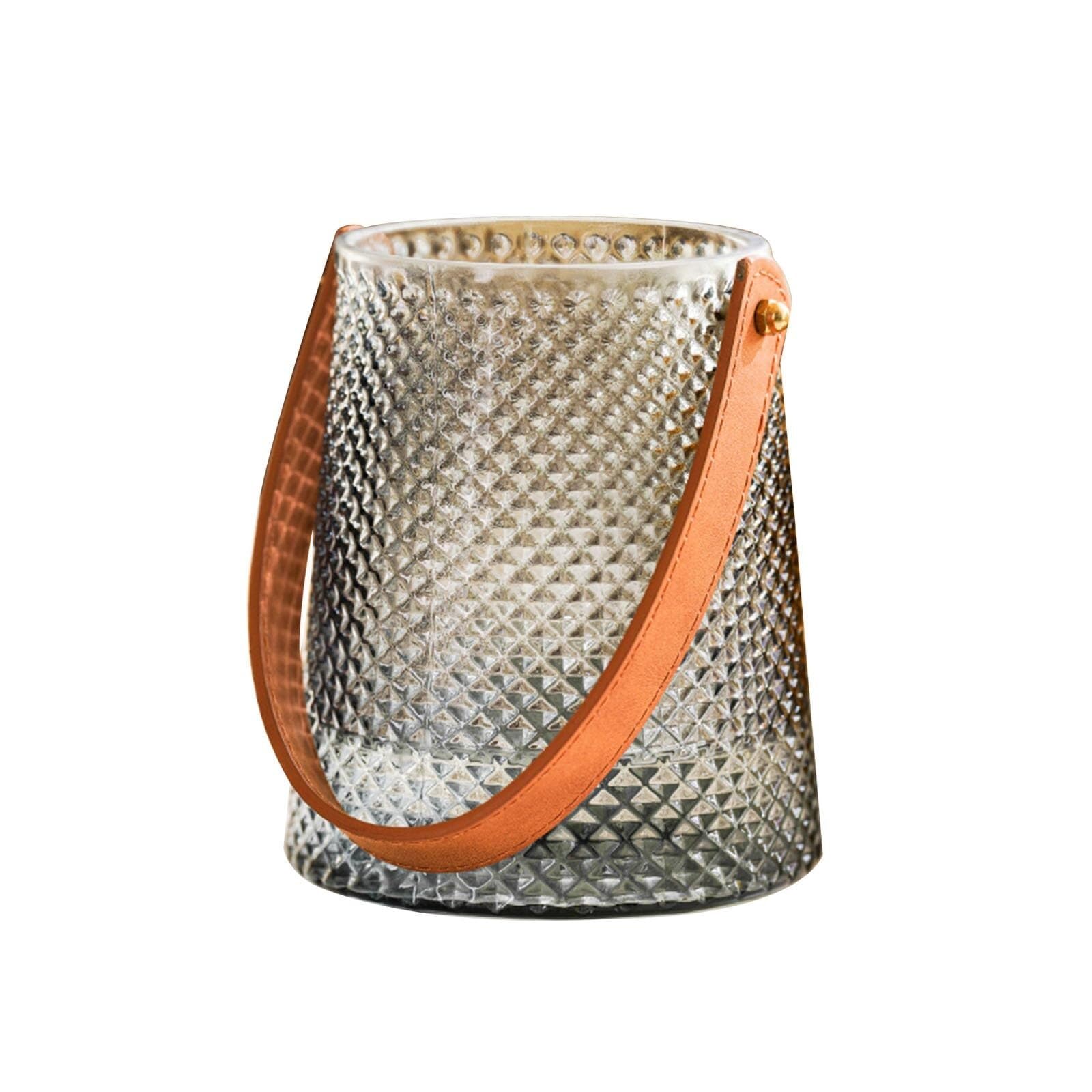 Unique Glass Vases Fashion Vase With Handle Decoration for Living Room Aesthetic Room Decor(Grey B,H 15.5CM)
