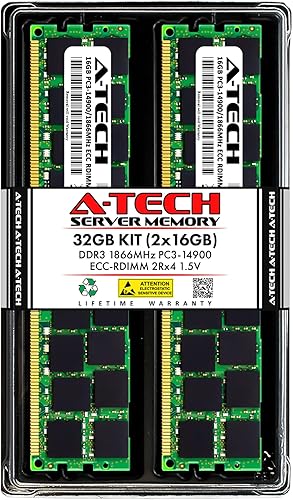A-Tech 32GB Kit (2x16GB) RAM for Supermicro SUPER X9DBi-F, X9DBL-3F, X9DRD-EF, X9DRFF-i+, X9DRG-HTF, X9SRD-F, X9SRE, X9SRL  DDR3 1866MHz PC3-14900