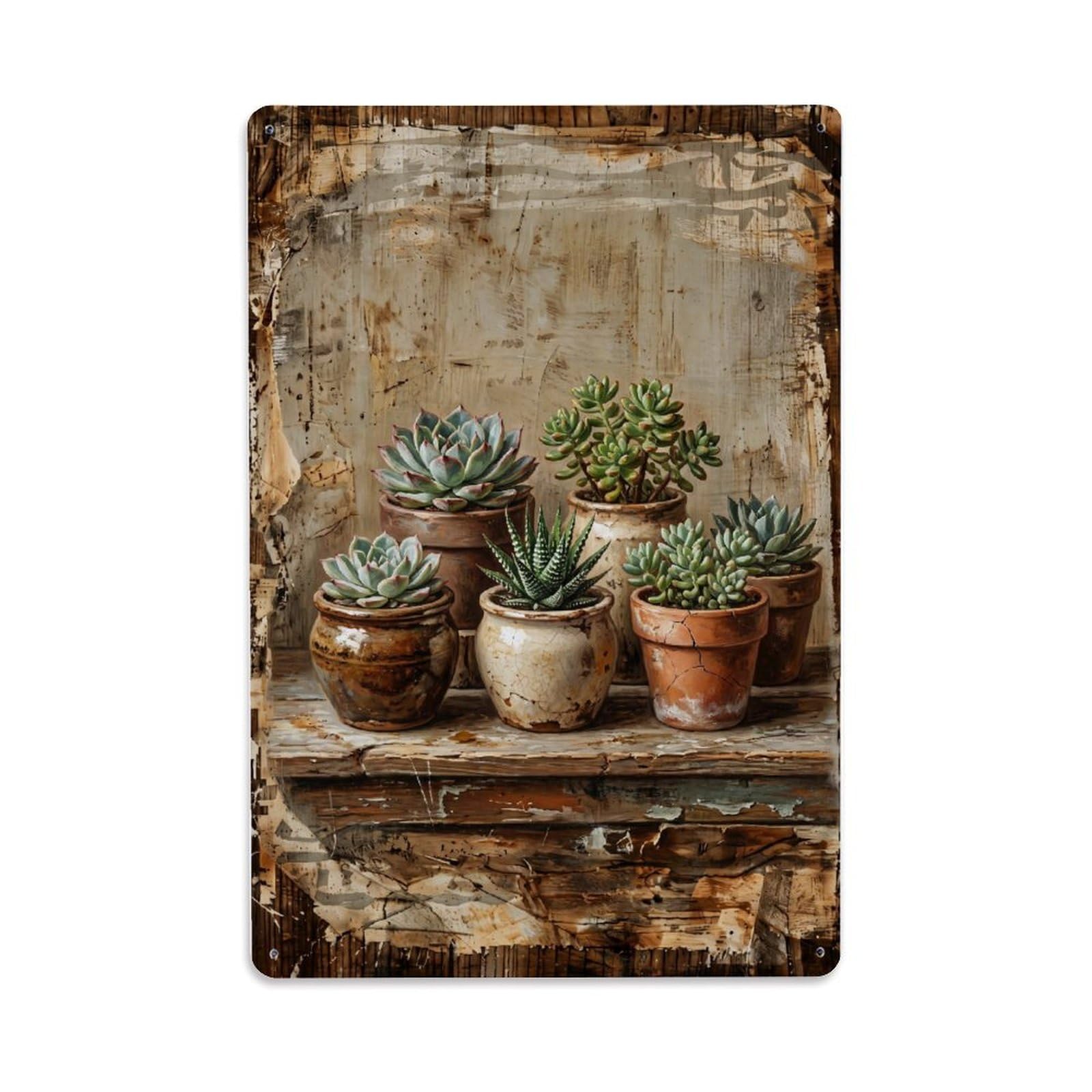 Fqnyr Style Succulent Plants Windowsill Garden Metal Tin Sign Plaque Wall Decor For Cafe, Club Bar, Office, Home Garden Metal Poster 8X12inch
