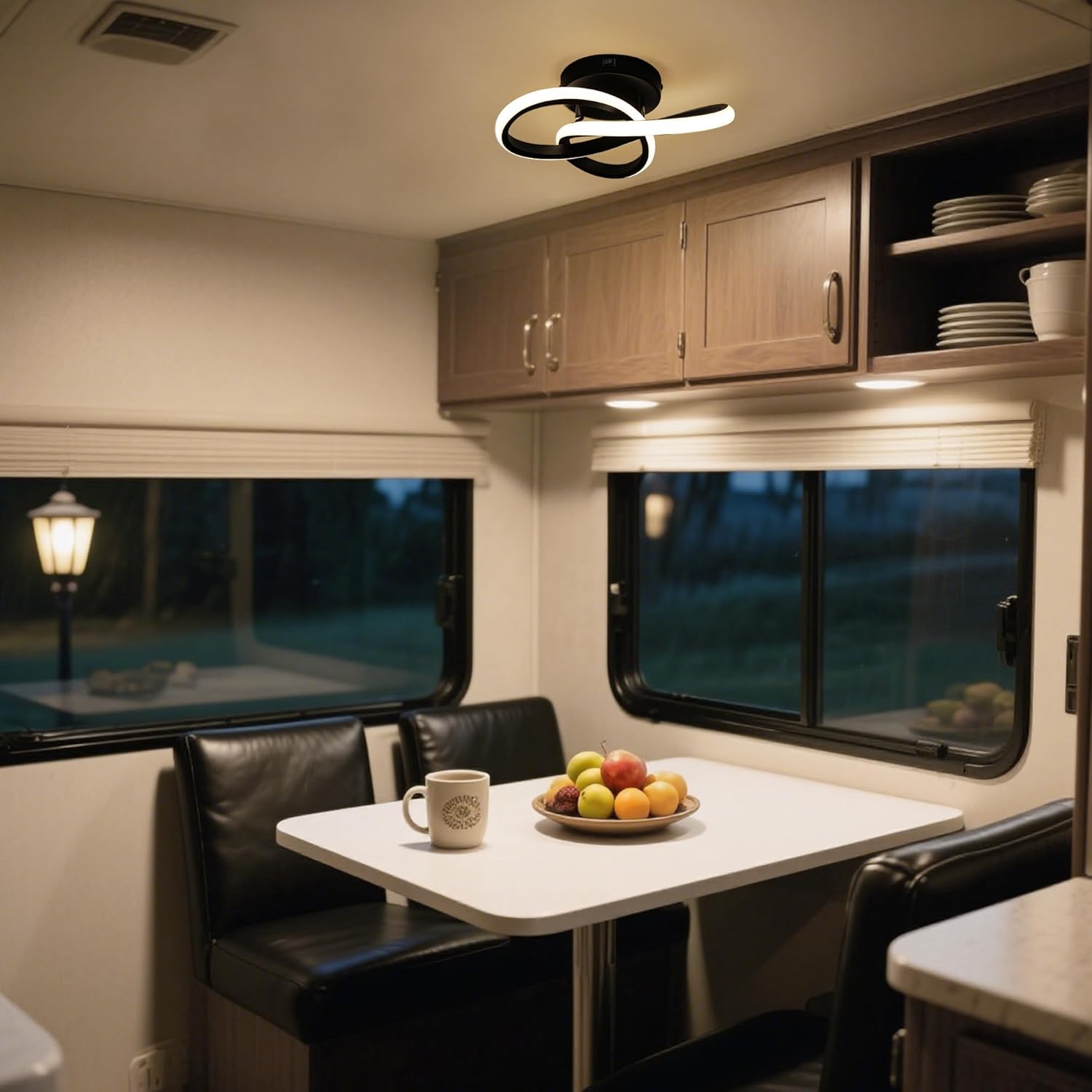 LED RV Interior Lighting (Dia: 10.2''), 12V RV Pendant Light Fixture with Switch - 4000K Cool White, Dimmable Ceiling Light for RV Motorhome Camper Dinette, Kitchen